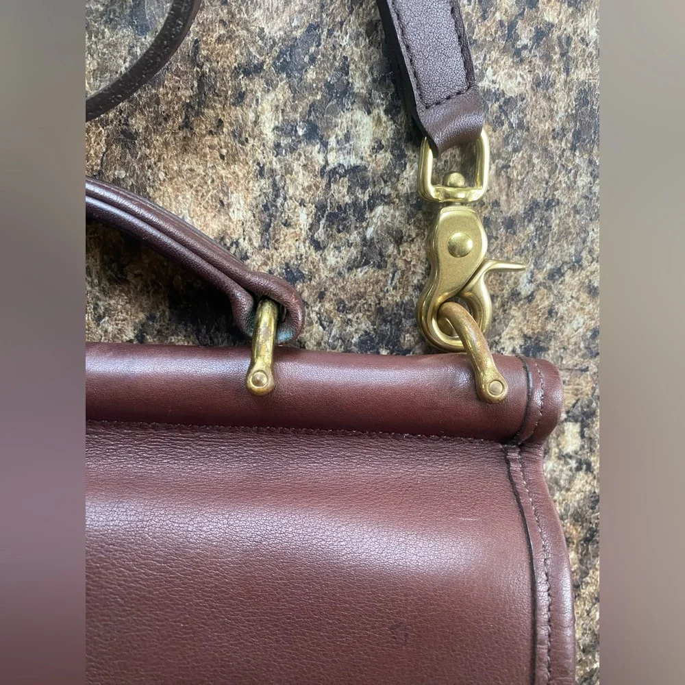 Coach Willis Mahogany Brown Leather Bag Vintage Brass/Gold Hardware Dust Bag Box - Picture 6 of 16